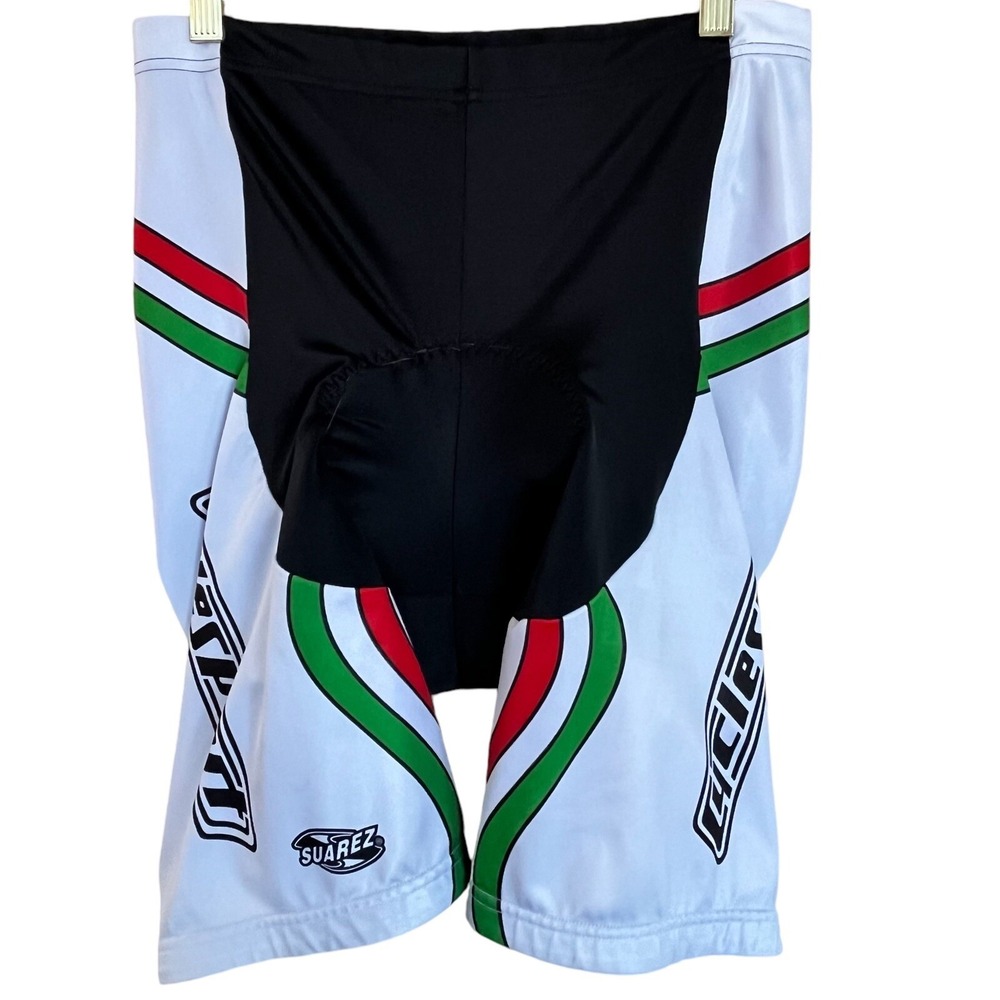 Suarez Mens Cycling Shorts Size XL Black Red Green Padded Bicycle Compression